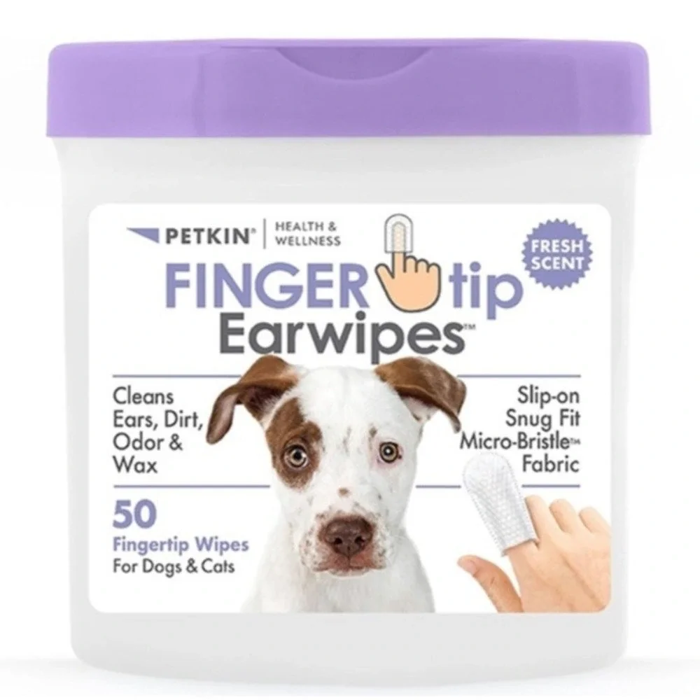 Petkin Fingertip Ear Wipes‎ for Dogs and Cats, 50 Finger Wipes Fresh Scent
